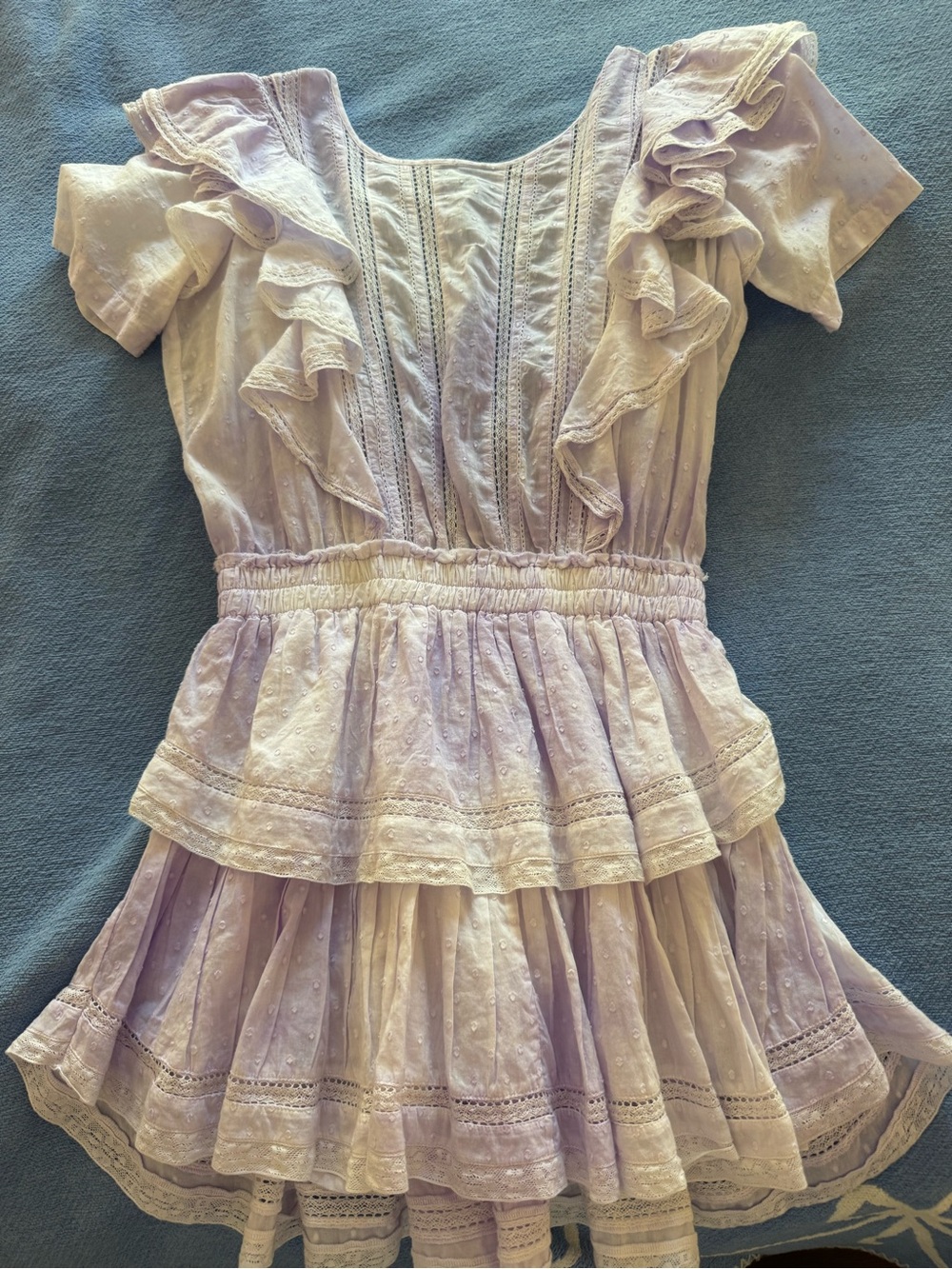 LoveShackFancy Lavender Ruffle Mini Dress
